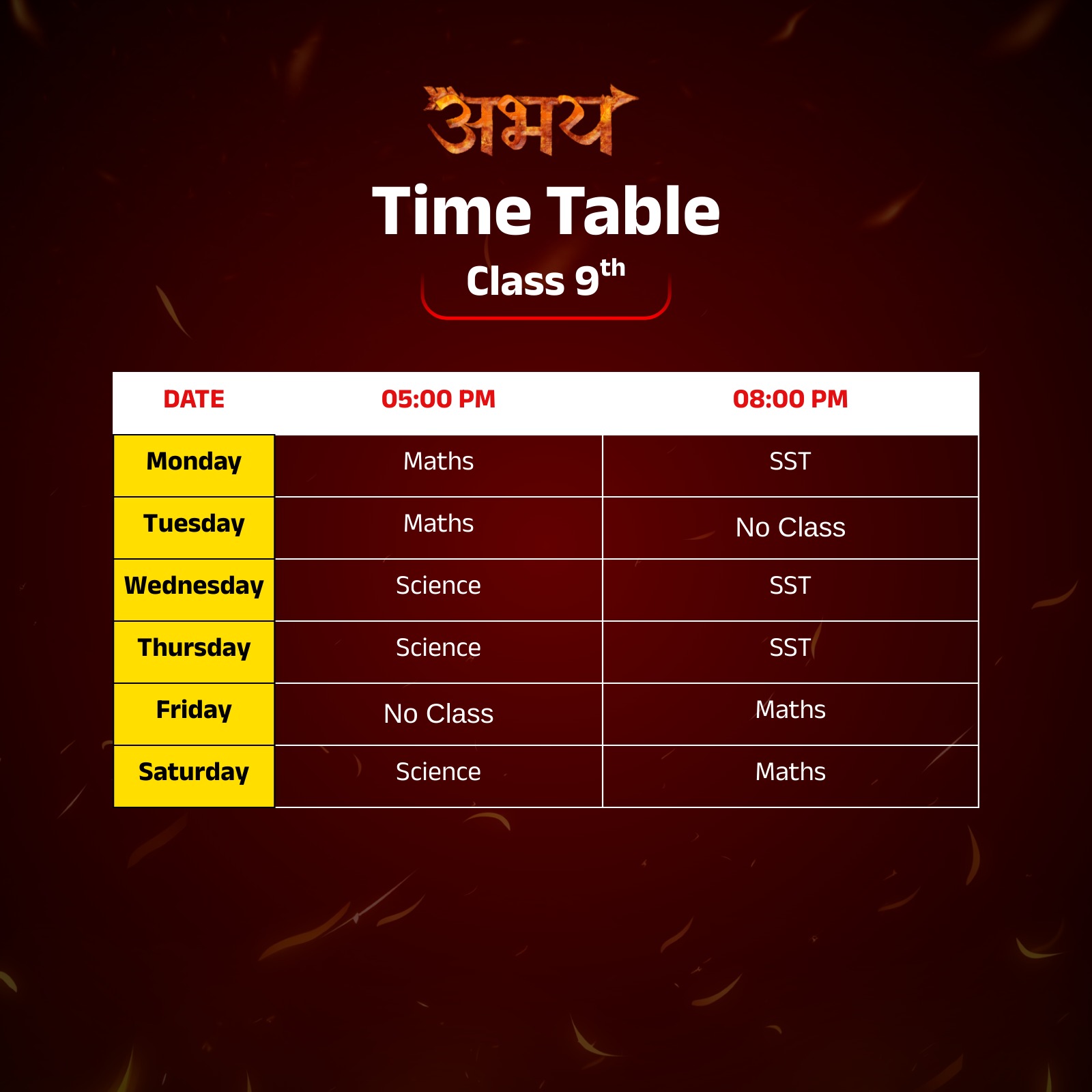 Timetable
