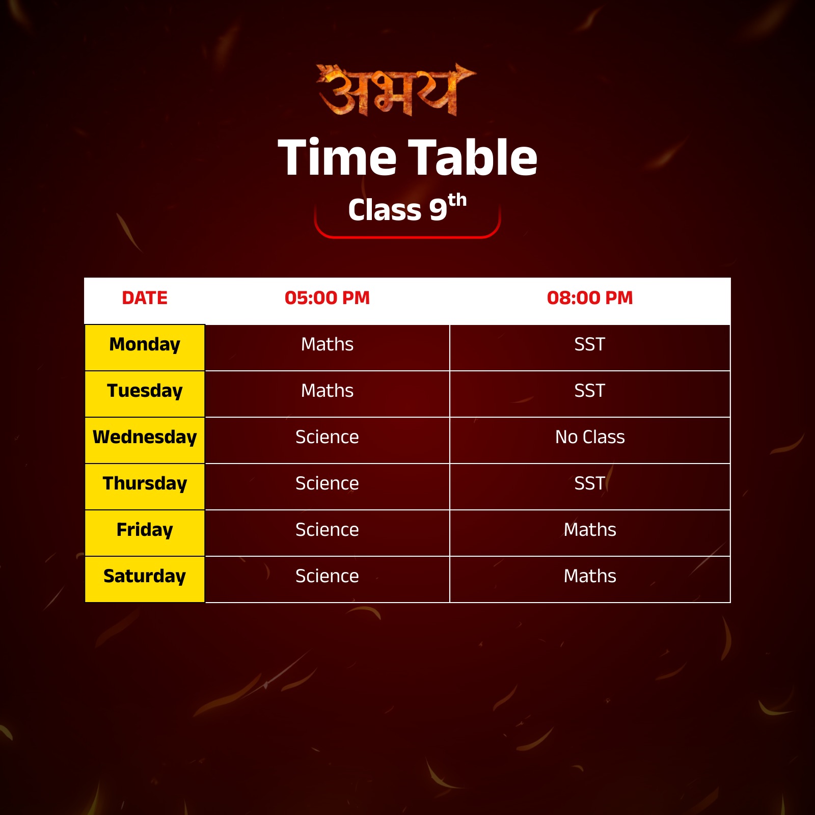 Timetable