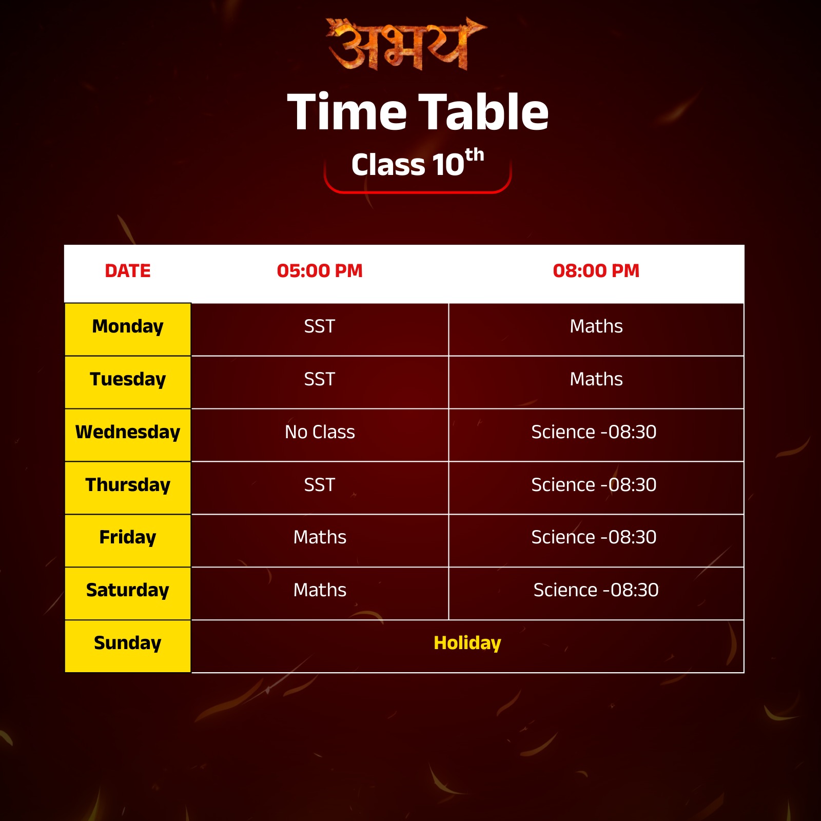 Timetable